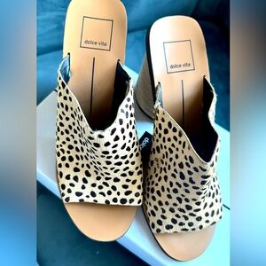 Dolce Vita Leopard Calf Hair Mules/Heels